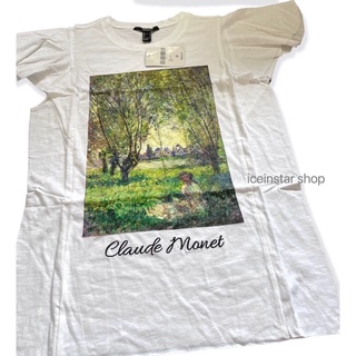 Forever21 เสื้อยืด สกรีนลาย ภาพวาด Monet แขนระบาย