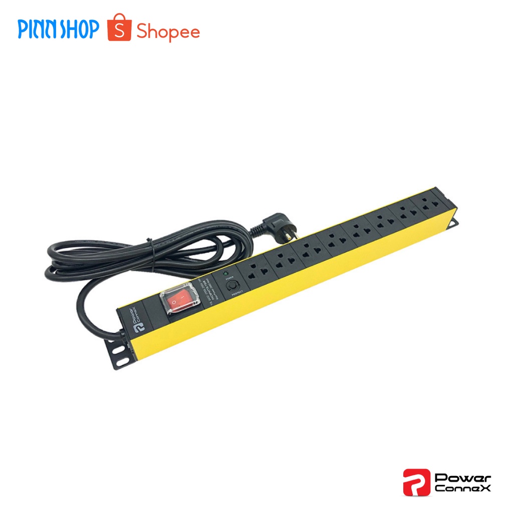 Powerconnex PXC5PHTTS-TS08 POWERBAR รางไฟ ปลั๊กพ่วง ปลั๊กไฟ ( มอก. ) ขนาด 8 ช่อง กันฟ้าผ่า10000A กัน