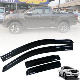 กันสาดประตู คิ้วกันสาด กันแดด กันฝน รุ่น มาสด้า MAZDA BT-50 BT50 โปร PRO ปี 2012 - 2019 สีดำเงา โลโก้ขาว แค็ป 2 ประตู