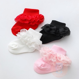 LAA6-Baby Girls Boys Cotton Socks, Cute Eyelet Frilly Lace Baptism Socks