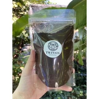 กากกาแฟอบแห้งขนาดพกพา100 กรัมบรรจุถุงซิปล็อคและซองกันชื้น กากกาแฟเพียวๆไม่ผสม