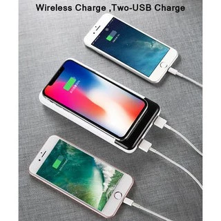 Power Bank แบตเตอรี่สำรองไร้สาย ความจุ 20000 mAh ชาร์จไร้สายและมีสายได้ Qi Wireless แท้ 100%