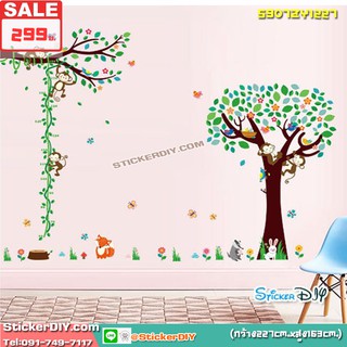 Bigsize Wall sticker สติ๊กเกอร์แต่งผนัง ที่วัดส่วนสูง Monkey tree (กว้าง227cm.xสูง163cm.)