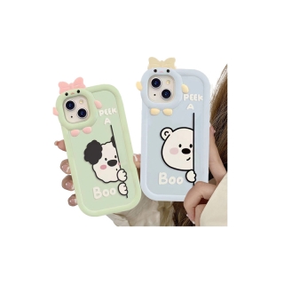 เคสโทรศัพท์มือถือแบบนิ่ม กันกระแทก ลายการ์ตูนหมี ลูกสุนัข 3D ผูกโบว์ มอนสเตอร์น่ารัก สําหรับ iPhone 11 12 13 14 Pro MAX 6 6s 8 7 Plus XR 14 Plus X XS MAX SE 2020