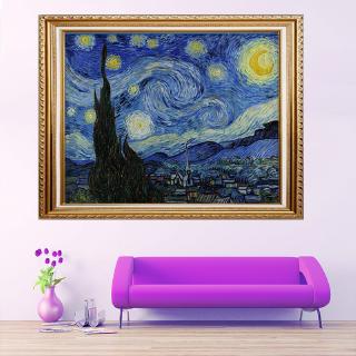 ชุดภาพวาดปักเพชร ทรงกลม ลาย Van Gogh Starry Sky สําหรับตกแต่งบ้าน