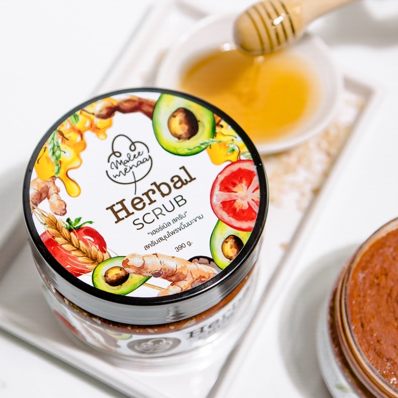 เฮอร์เบิลสครับ มาลีมีนา Herbal Scrub Maleemenaa สครับขัดผิวสมุนไพร 10 ชนิด ขัดผิวพร้อมบำรุง 390 กรัม