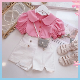 Girls summer suit 2022 new short-sleeved fried street Super Cool Tuo sister two-piece set fashionable western style big childrens summer