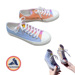 (ch1015k)เปลี่ยนสี , รองเท้าผ้าใบเปลี่ยนสี , Color changing sneakers , รองเท้า แฟชั่น สีขาว เสริมส้น หุ้มข้อ ข้อต่ำ