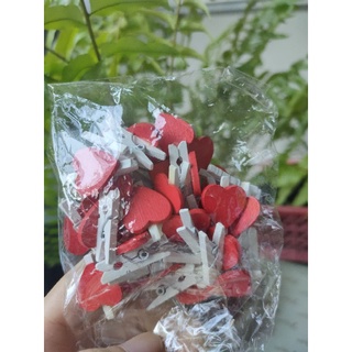 ไม้หนีบ 50 ชิ้น รูปหัวใจ 2.5cm วาเลนไทน์ 50pcs พร้อมส่ง✨🥳🥳🥳
