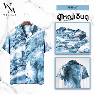 เสื้อเชิ้ตฮาวายแขนสั้น ลายหินอ่อน(Friday) : Hawaii Friday Marble Shirt  Short-sleeved