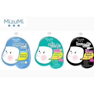 ครีมซองปกป้อง/ป้องกันสิว  Mizumi 3 สูตร Peptide Acne Gel / B3 Acne Concentrate Serum / Mizumi โคลนพอกสิวซัลเฟอร์ ซองสีดำ