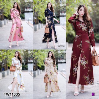 👗Pfashion [ส่งไว!!🚛] P11335 เดรสเชิ้ตยาวลายกุหลาบ Rose Pattern Long Dress