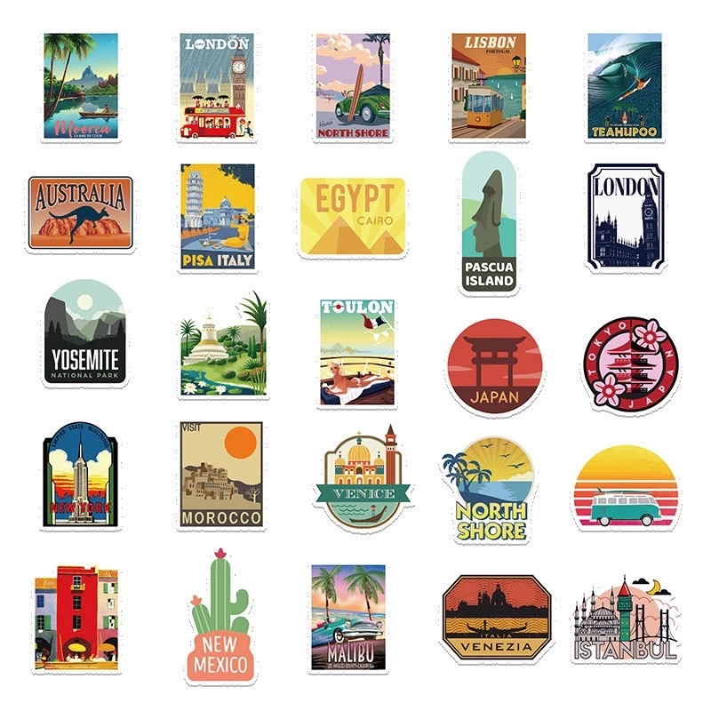 สติ๊กเกอร์ Travel 115 ท่องเที่ยว 50 ชิ้น เดินทาง แคมป์ปิ้ง thumbnail 6