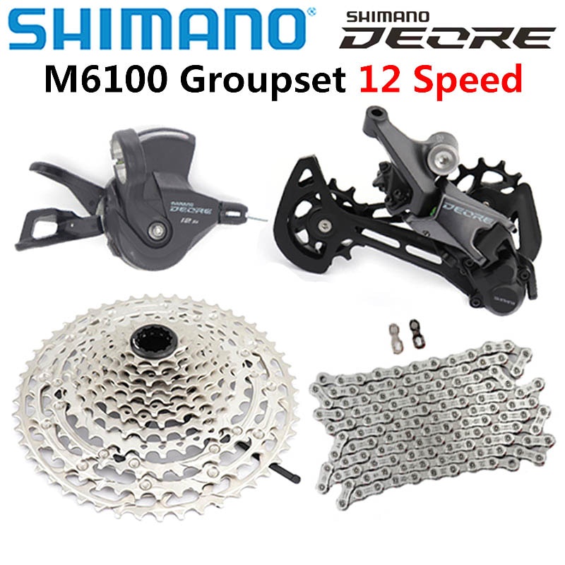 SHIMANO DEORE M6100 12s Groupset จักรยานเสือภูเขา M6100 Shifte SGS ด้านหลัง Derailleur 10-51T Casset