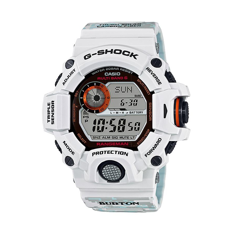 Casio G-Shock นาฬิกาข้อมือผู้ชาย สายคาร์บอนไฟเบอร์ รุ่น GW-9400BTJ-8 BURTON(ICE GRAY) LIMITED EDITION - สีเทา