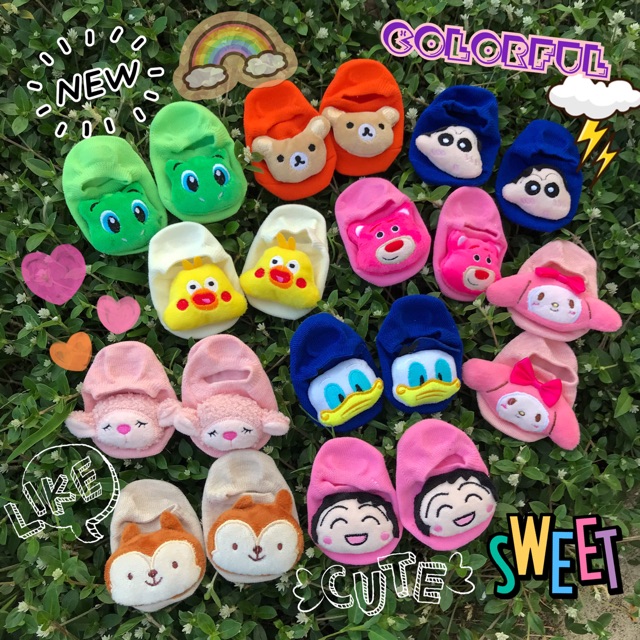 Link5 :: [พร้อมส่ง] ถุงเท้าเด็ก มีกันลื่น 0-3 ปี มีลายอื่นต่อlink1,2,3,4หน้าร้านคะ