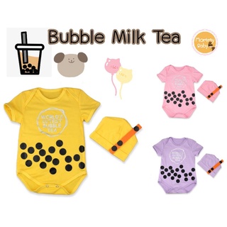 AM🟤มาใหม่Bubble Milk Tea ชุดบอดี้สูทเด็กชุดชานมไข่มุกแรกเกิดถึงหนึ่งปีพร้อมส่ง