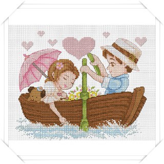 พายเรือพลอดรัก (15-R) ชุดปักครอสติช ภิญญ์ ,Cross Stitch Kit Pinn (Pre Order)