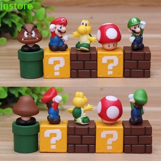 Instore โมเดลฟิกเกอร์ PVC รูปอนิเมะ Super Mario Bros สําหรับตกแต่งบ้าน 5 ชิ้น ต่อชุด