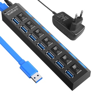 ฮับ Usb 3.0 หลายพอร์ต พร้อมสวิตช์อะแดปเตอร์พาวเวอร์ซัพพลาย Usb 2.0 สําหรับคอมพิวเตอร์