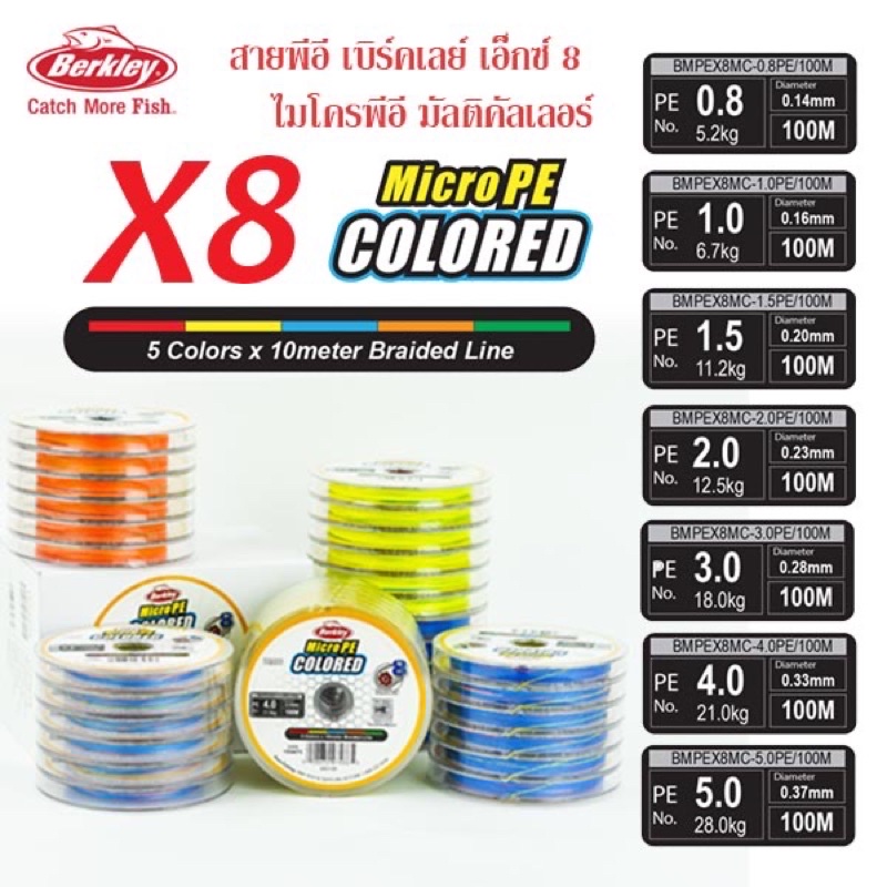 [ใส่โค้ด 5BSKY5 ลดทันที 50] สายพีอี เบิร์คเลย์ ไมโคร X8 PEx8 Berkley
