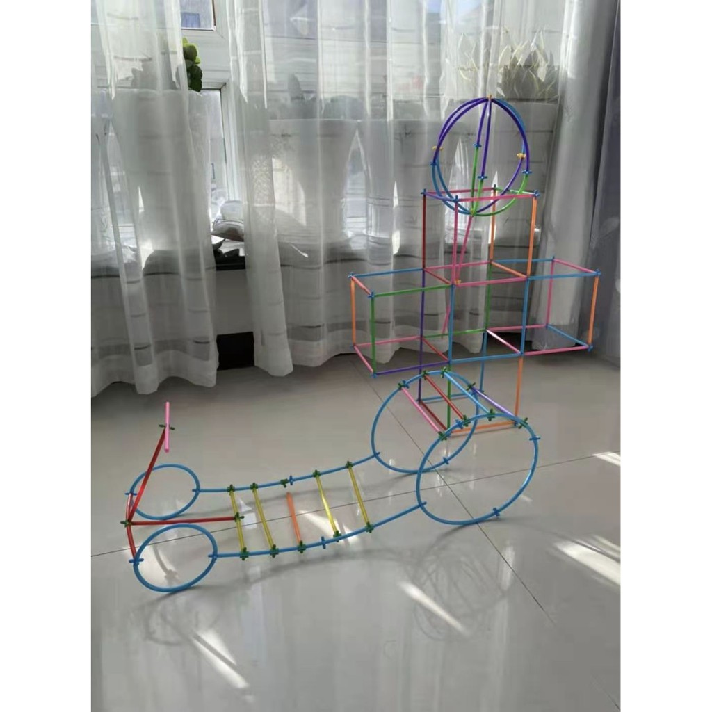 SALE ‼️ หลอดสร้างสรรค์ Straw Playstix 648pcs ชิ้น+ กล่อง Constructor Sticks and connectors  STEM toys - รูปที่ 4