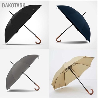 Dakotask. ร่มยาว ด้ามจับไม้ กันลม กันน้ํา ขนาดใหญ่ สไตล์เรโทร สําหรับ Rainy Sunny