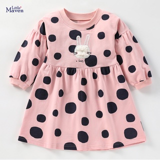 Little maven ยุโรปและสหรัฐอเมริกาชุดเด็กเสื้อผ้าเด็กใหม่ชุดเด็ก polka dot แขนยาวสาวชุด