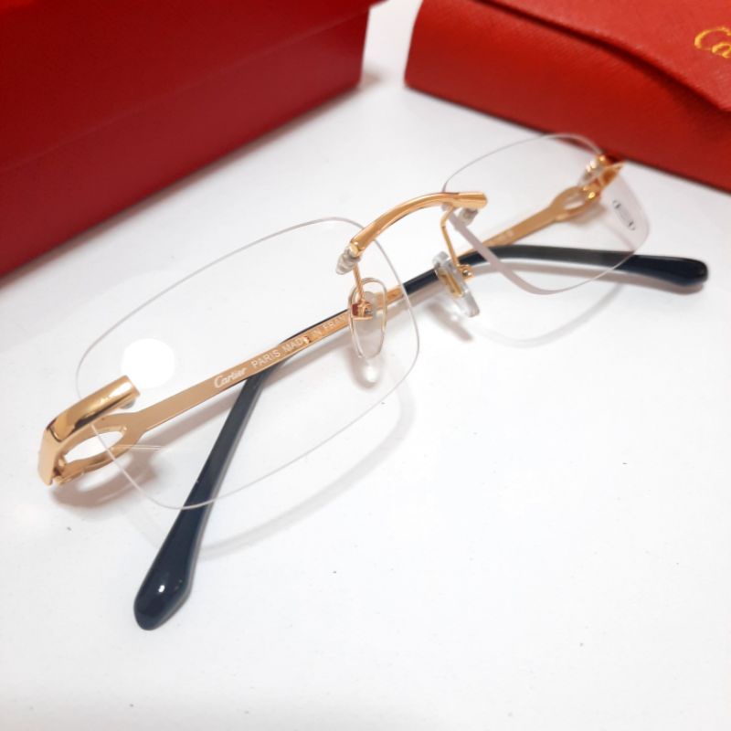 แว่นคาเทียร์ Cartier CT0045O Gold Glasses แว่นทรงหรูหรา