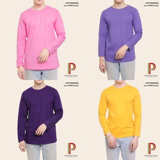 เสื้อยืดคอกลม เสื้อยืดแขนยาว Cotton 100% [COLOURFUL-TONE] Unisex เสื้อยืดเปล่า เสื้อยืดสีพื้น เสื้อยืดแขนยาว