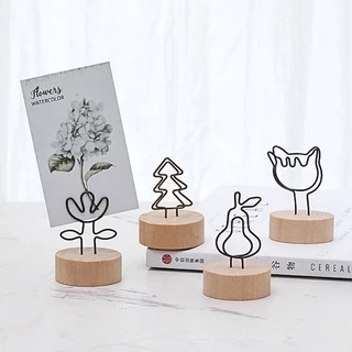 [ร้านไทย] ที่หนีบรูปตั้งโต๊ะ ฐานไม้ ⭐ คลิปหนีบกระดาษ หนีบโปสการ์ด ใส่นามบัตร ที่เสียบกระดาษ สำหรับตกแต่งบ้าน ตั้งโต๊ะ