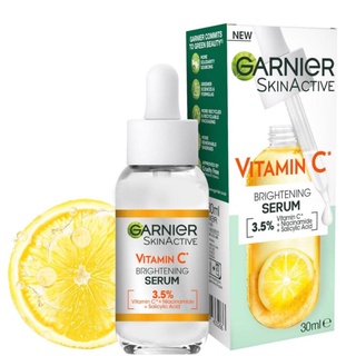 (พร้อมส่ง/ของแท้) Garnier 3.5% Vitamin C + Niacinamide + Salicylic Acid Brightening and Anti Dark Spot Serum 30ml