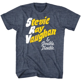 เสื้อยืดผ้าฝ้ายพิมพ์ลายแฟชั่น เสื้อยืด พิมพ์ลายโลโก้ Stevie Ray Vaughan Double Trouble สําหรับผู้ชาย