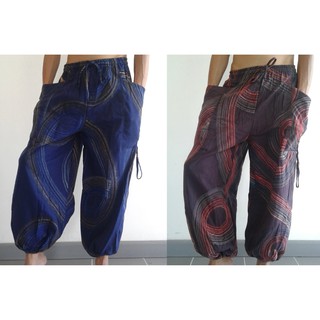 กางเกง ผ้าฝ้าย ขายาว กางเกงจินนี่ Thai Unisex Harem Cotton Pants Baggy