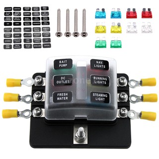 กล่องฟิวส์ 6 Way Blade Fuse Box พร้อมไฟ LED 10 ชิ้น