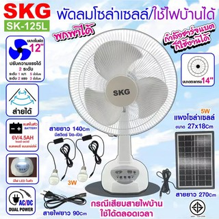 SKG  รุ่น AV-1000 พัดลมโซล่าเซลล์ 14 นิ้วใช้ไฟบ้านได้ แบตเตอรี่ในตัว พัดลมตั้งพื้น