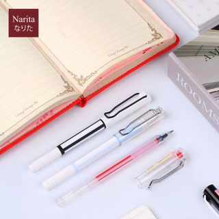 NARITA Gel Pen ปากกาเจล นาริตะ รุ่น 225 ดีไซน์ด้ามกลมเหลี่ยม มีปลอก คลิปเหล็ก เครื่องเขียนน่ารัก อุปกรณ์สำนักงานนำเข้า