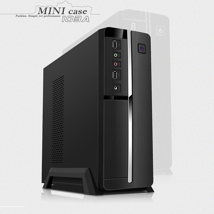 VENUZ Slim micro ATX computer case 103A Black/Sliver With PSU 200W
