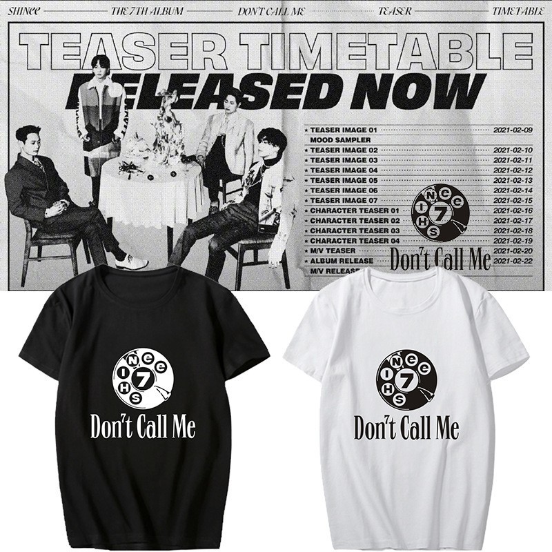 คอลูกเรือเสื้อยืดคอกลม✱Kpop SHINee Regular Album 7 Don't Call Me T-shirt Unisex Tshirt Cal Tops Crew Neck Tee TAEMINผ้าฝ