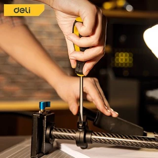 Deli ไขควงหัวแฉก ไขควงสลับ ปลายแม่เหล็ก หัวแบน ปากแบน เกรดเหล็กCRV อย่างดี 2ชิ้น Screwdriver