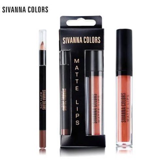 ราคาHF7004 Sivanna Colors Matte Lip ซีเวียน่า 2in1 ลิปกลอส + ดินสอเขียนขอบปาก