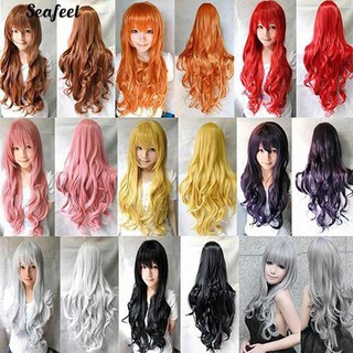 ผมหยักยาวลอนลอนลอนผมยาวสีม่วงเข้ม Cosplay Wig ยอดนิยม