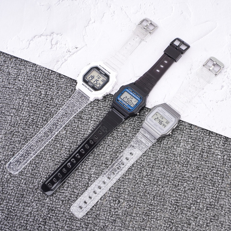สายนาฬิกาข้อมือซิลิโคน สีดํา สําหรับ Casio F-91W F84 F105 108 A158 A168 AE-1200 1300
