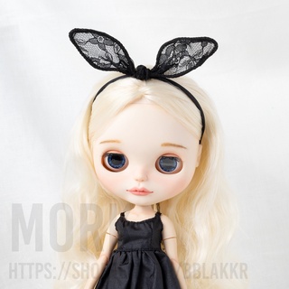 Blythe ที่คาดผม ตุ๊กตาบลายธ์ หูกระต่าย ลูกไม้สีดำ #บลายธ์ #ชุดตุ๊กตา