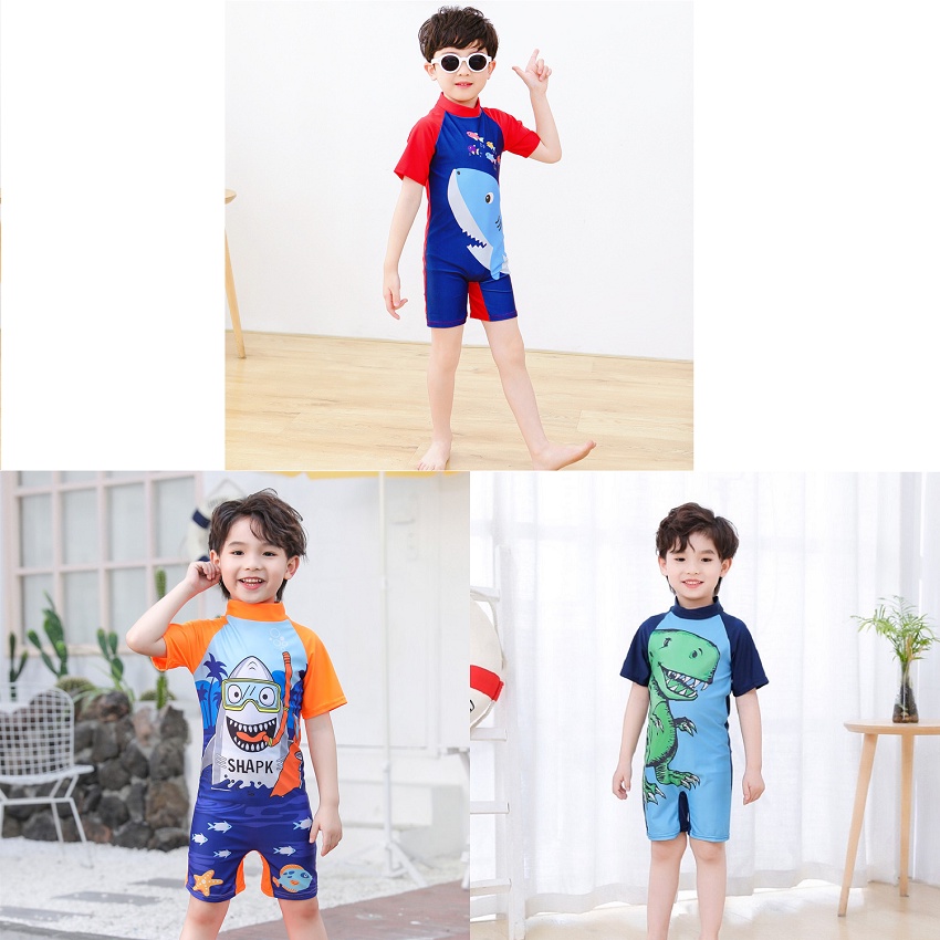 jqk พร้อมส่ง ชุดว่ายน้ำเด็กแขนสั้น น่ารักๆ มี 3 ลายให้เลือก รุ่น 0236