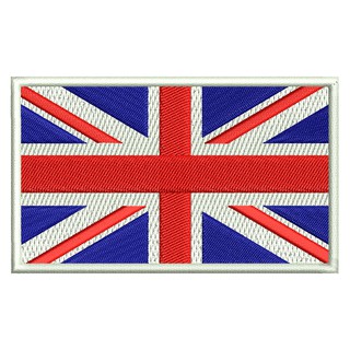 อาร์มปักลาย ตัวรีด ธงชาติอังกฤษ Embroidered British Flag เย็บหรือรีดบนเสื้อผ้า กระเป๋า หมวก แจ็กเก็ต  ขนาด 5.5 x 8.5 cm.