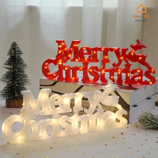 โคมไฟ LED รูปตัวอักษร Merry Christmas หลากสีสัน สําหรับแขวนตกแต่งบ้าน ปาร์ตี้ปีใหม่ 1 ชิ้น