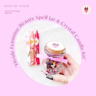 🦚✨เครื่องรางเสริมเสน่ห์ความงาม Divine Feminine Beauty Spell Kit เทียนโรสควอตซ์ มูนสโตน Spell Jar