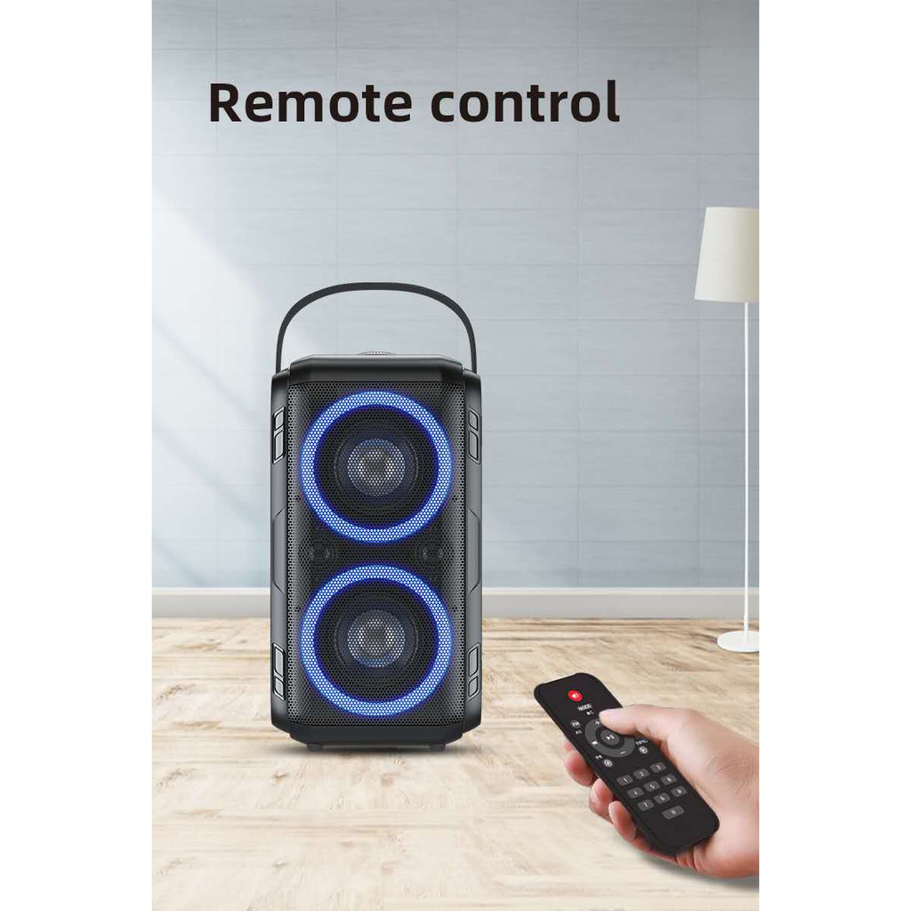 W-king T9 Bluetooth Speaker ลำโพงบลูทูธเสียงทรงพลัง แถมฟรีไมค์ไร้สาย กำลังขับ 80W ของแท้100%