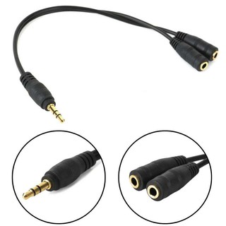 สาย 3.5mm Male to 2 3.5mm Female Stereo Audio Speaker Headphone Y Splitter Cable (20cm)